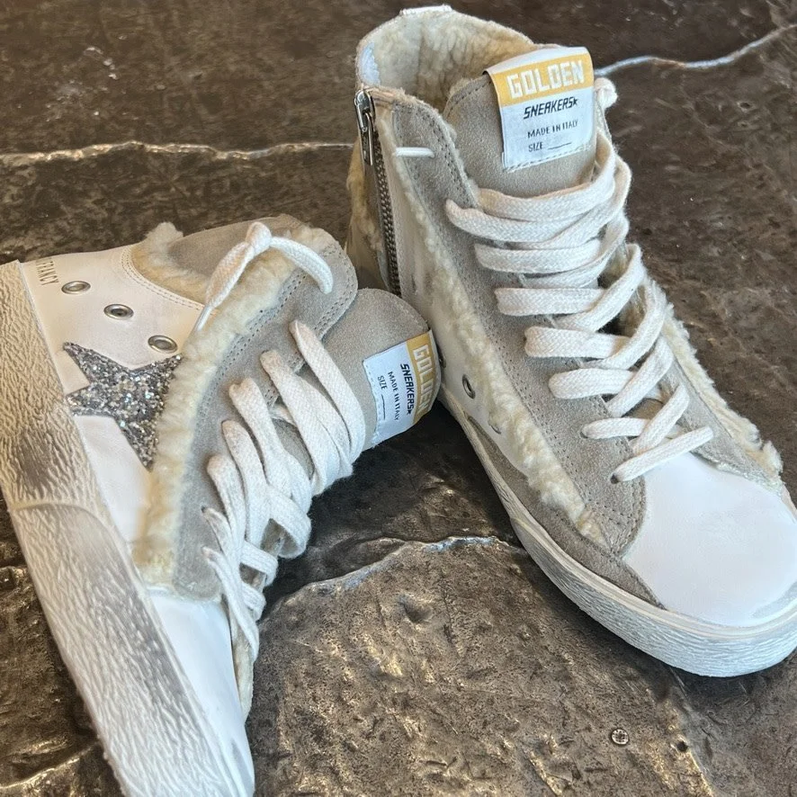 靴 golden goose francy 27cm GOLDEN GOOSE Francy glittered distressed leather and suede